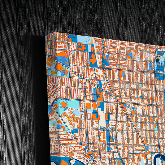 Racine Wisconsin Colorful City Map Canvas Print Detail