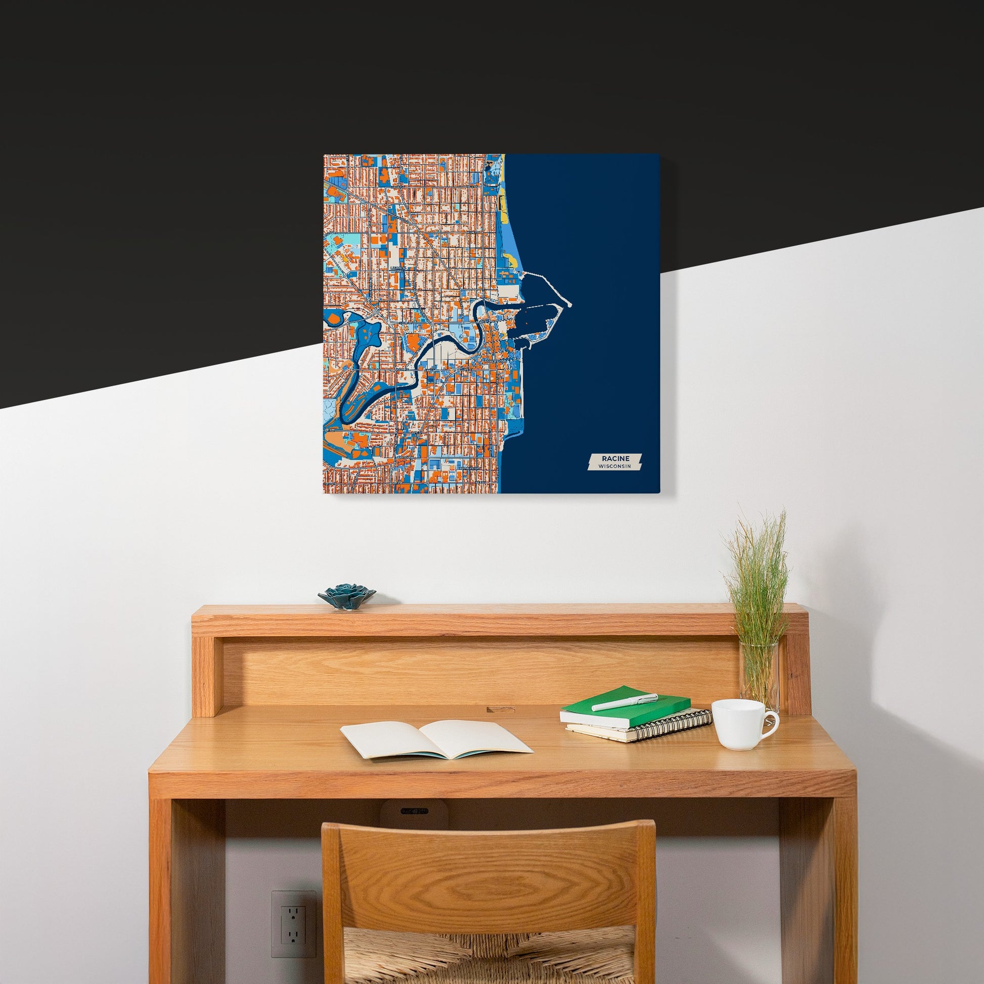 Racine Wisconsin Colorful City Map Canvas Print Scene