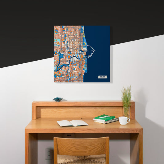 Racine Wisconsin Colorful City Map Canvas Print Scene