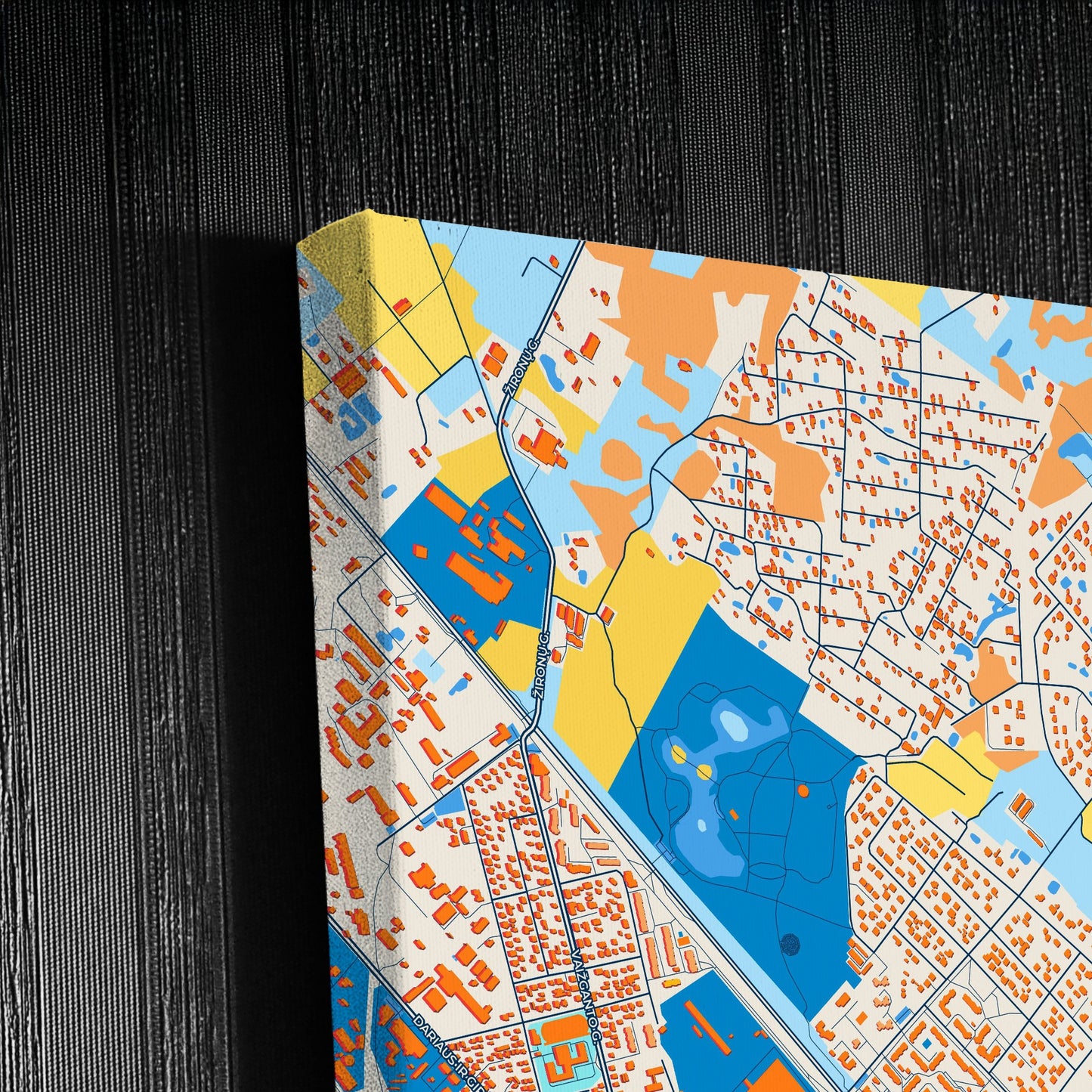 Radviliškis Lithuania Colorful City Map Canvas Print Detail