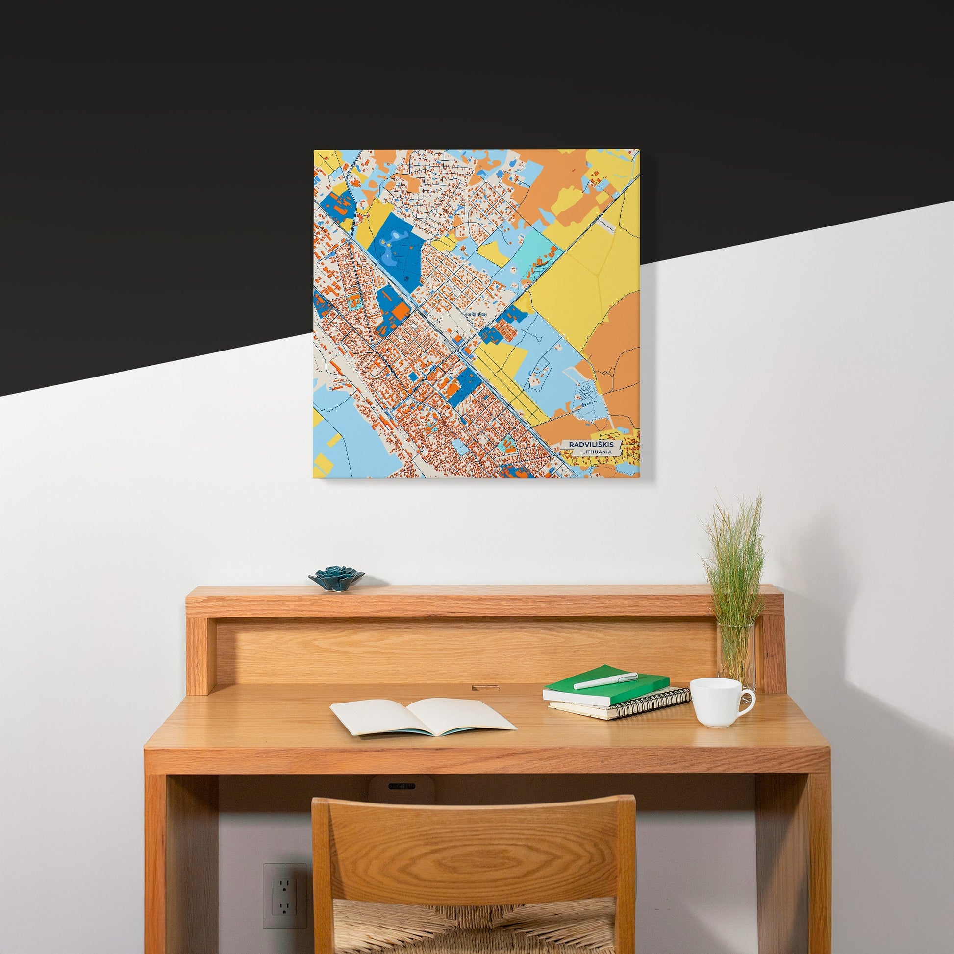 Radviliškis Lithuania Colorful City Map Canvas Print Scene