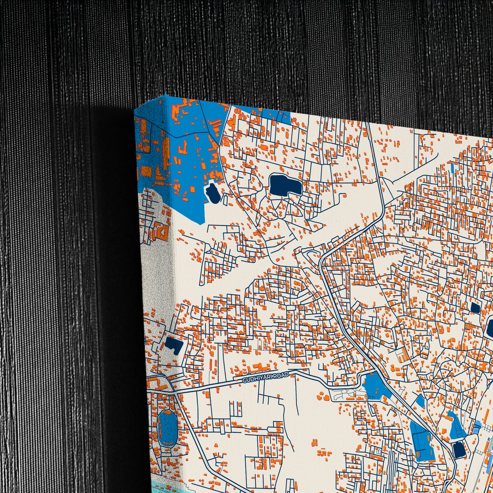 Raipur India Colorful City Map Canvas Print Detail