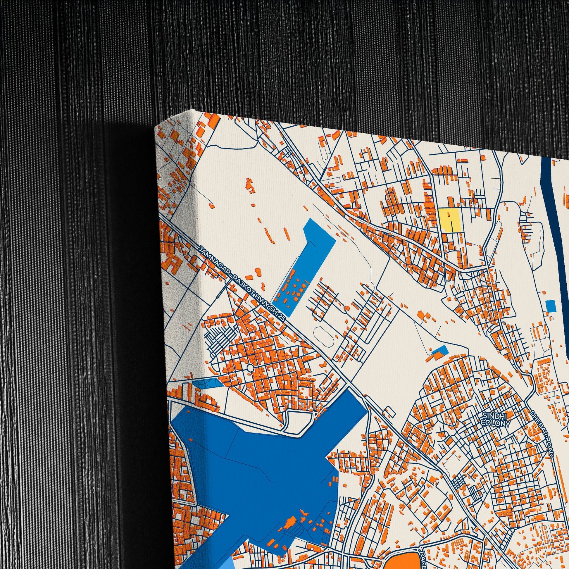 Rajkot India Colorful City Map Canvas Print Detail