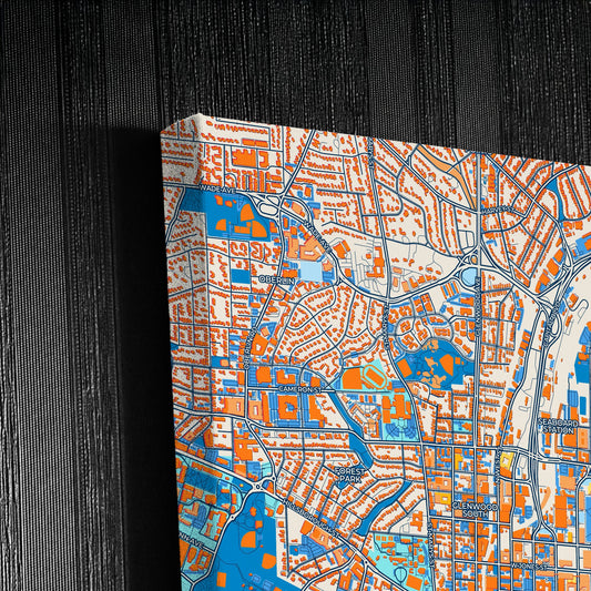 Raleigh North Carolina Colorful City Map Canvas Print Detail