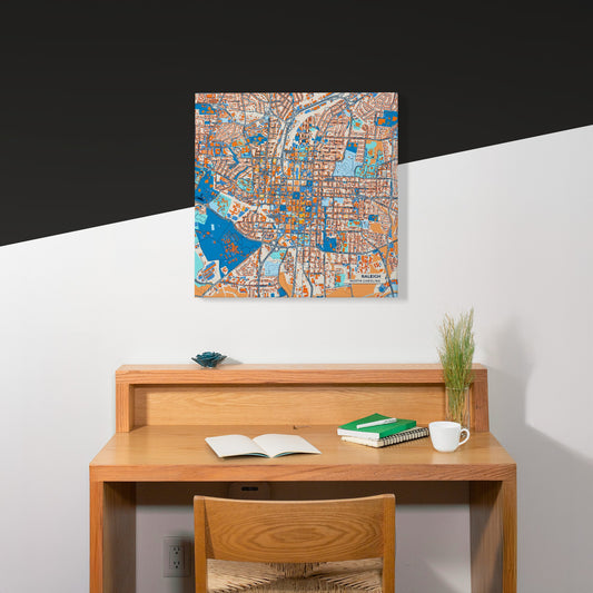Raleigh North Carolina Colorful City Map Canvas Print Scene