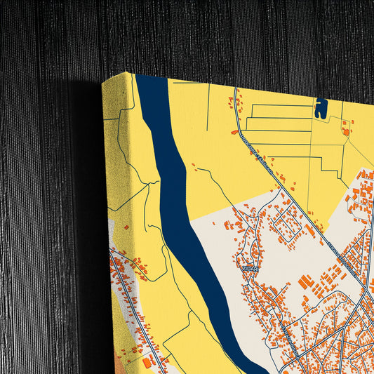 Râmnicu Sărat Romania Colorful City Map Canvas Print Detail