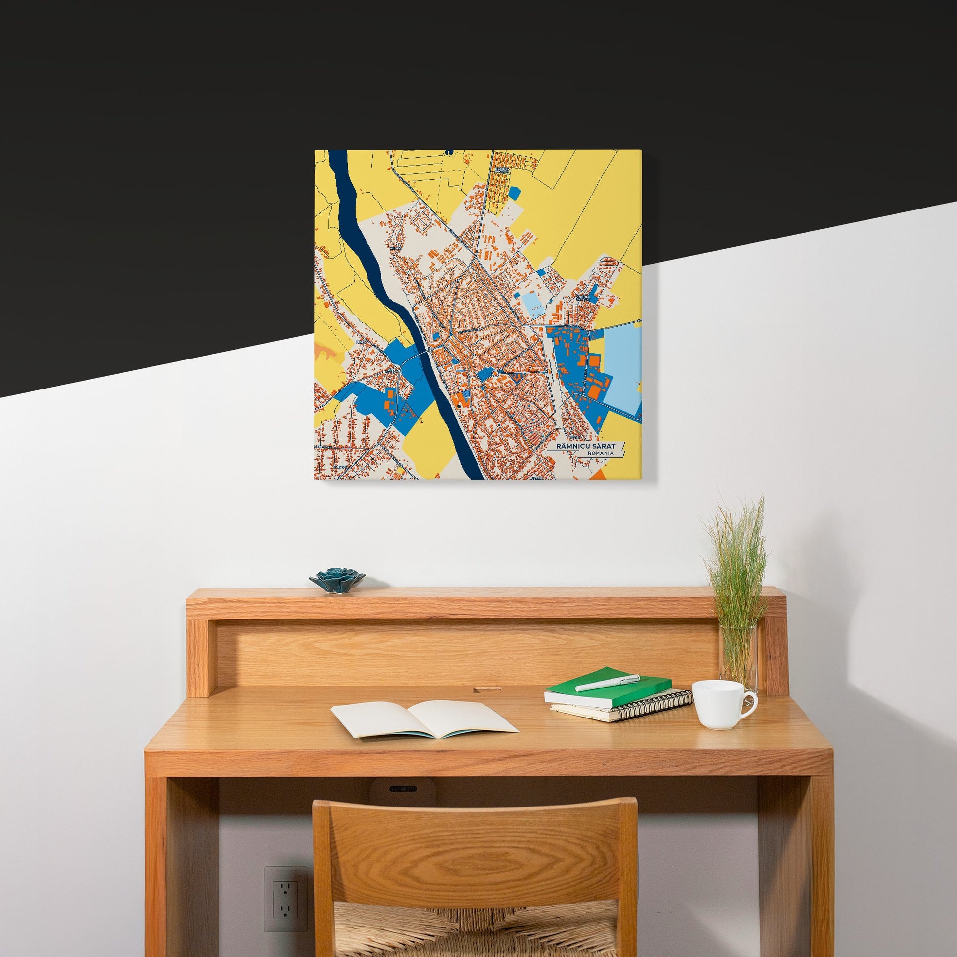 Râmnicu Sărat Romania Colorful City Map Canvas Print Scene
