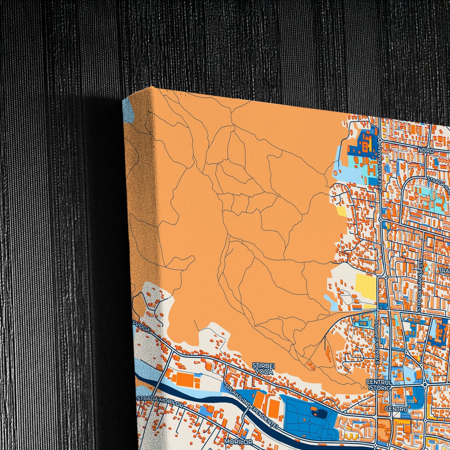 Râmnicu Vâlcea Romania Colorful City Map Canvas Print Detail