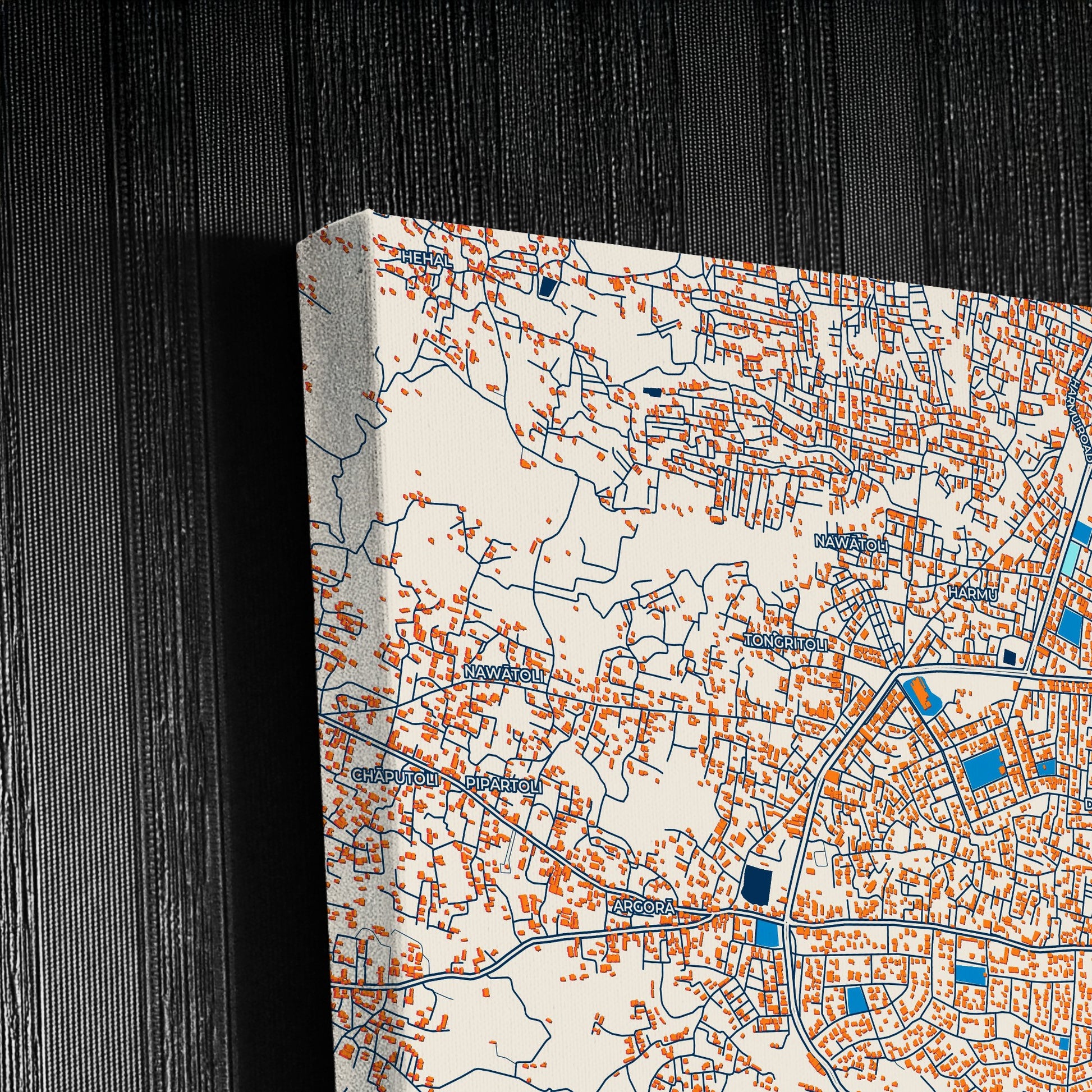 Ranchi India Colorful City Map Canvas Print Detail