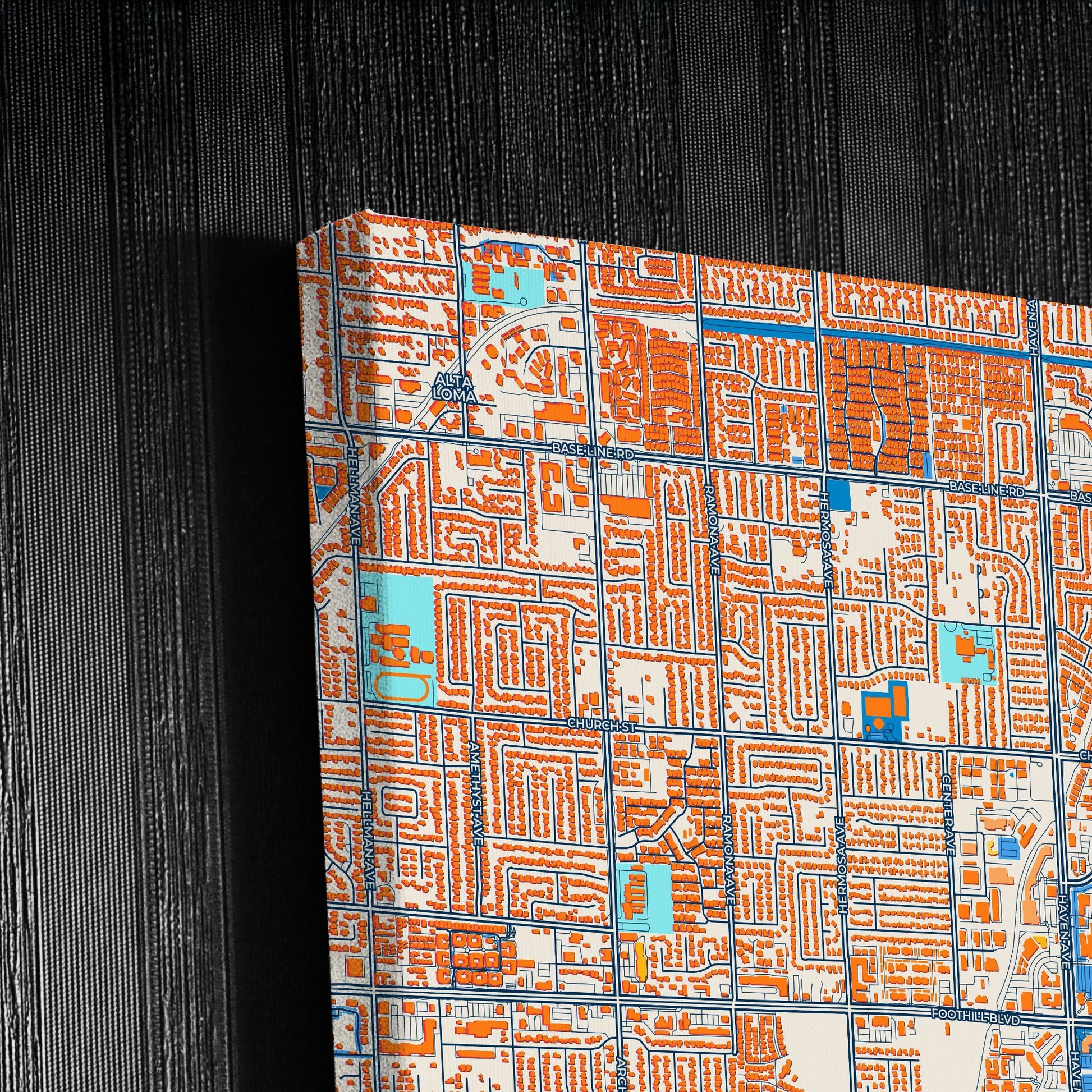 Rancho Cucamonga California Colorful City Map Canvas Print Detail