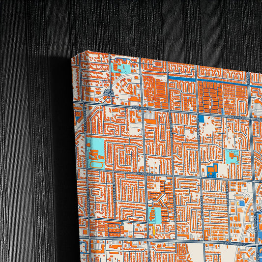 Rancho Cucamonga California Colorful City Map Canvas Print Detail