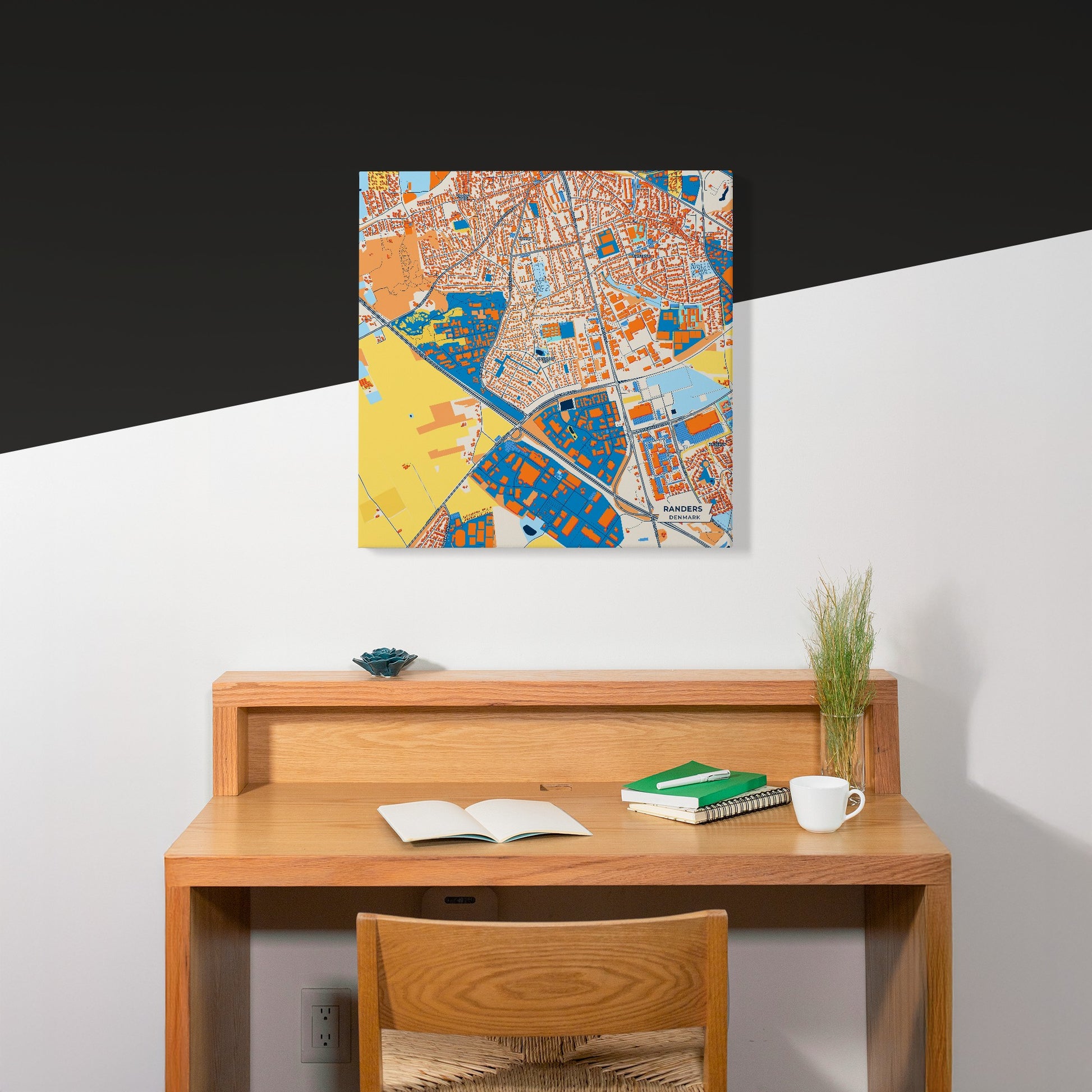 Randers Denmark Colorful City Map Canvas Print Scene