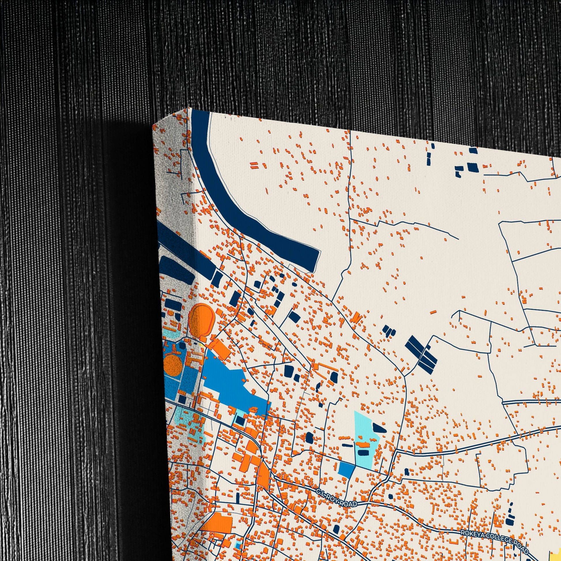Rangpur Bangladesh Colorful City Map Canvas Print Detail