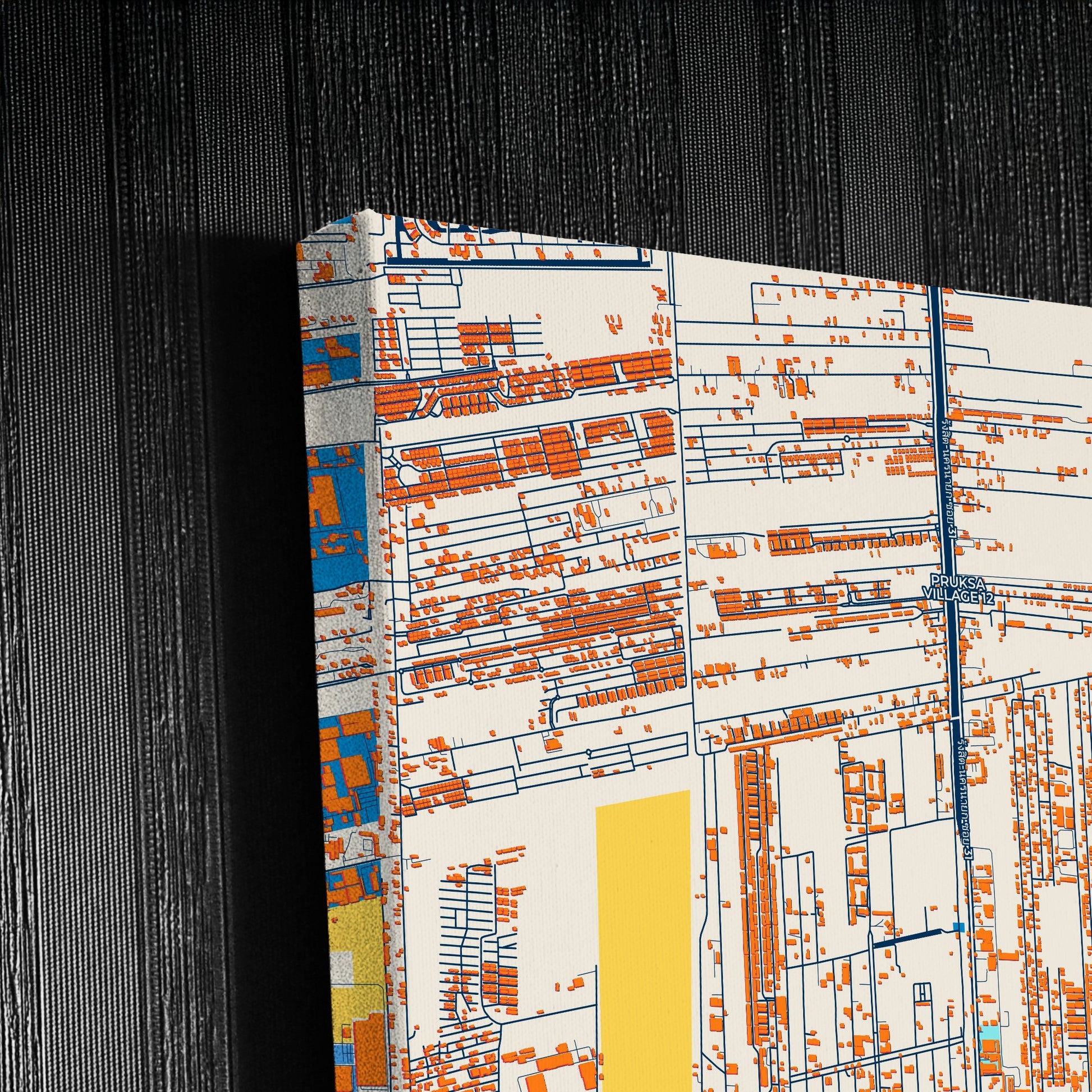 Rangsit Thailand Colorful City Map Canvas Print Detail
