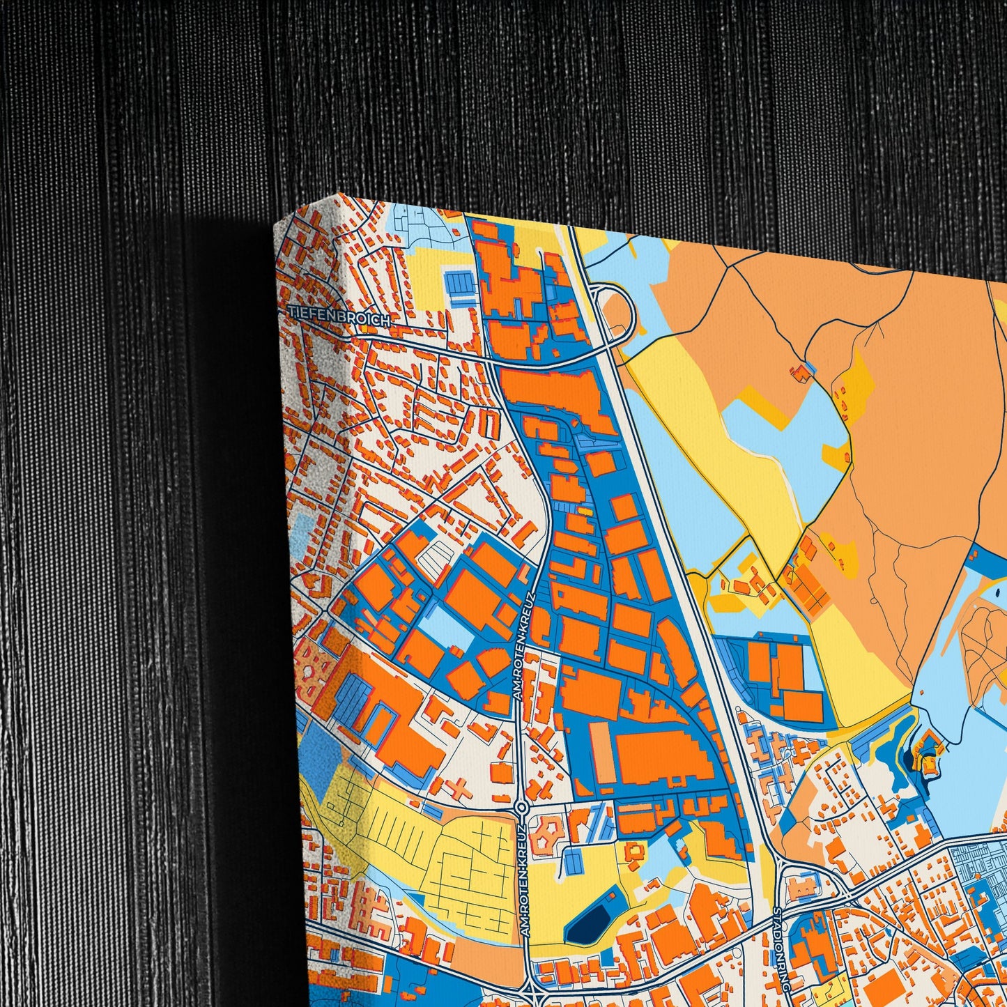 Ratingen Germany Colorful City Map Canvas Print Detail