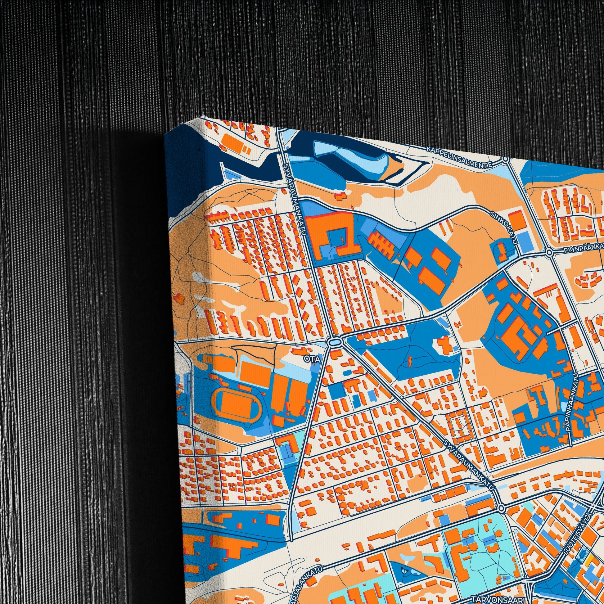 Rauma Finland Colorful City Map Canvas Print Detail