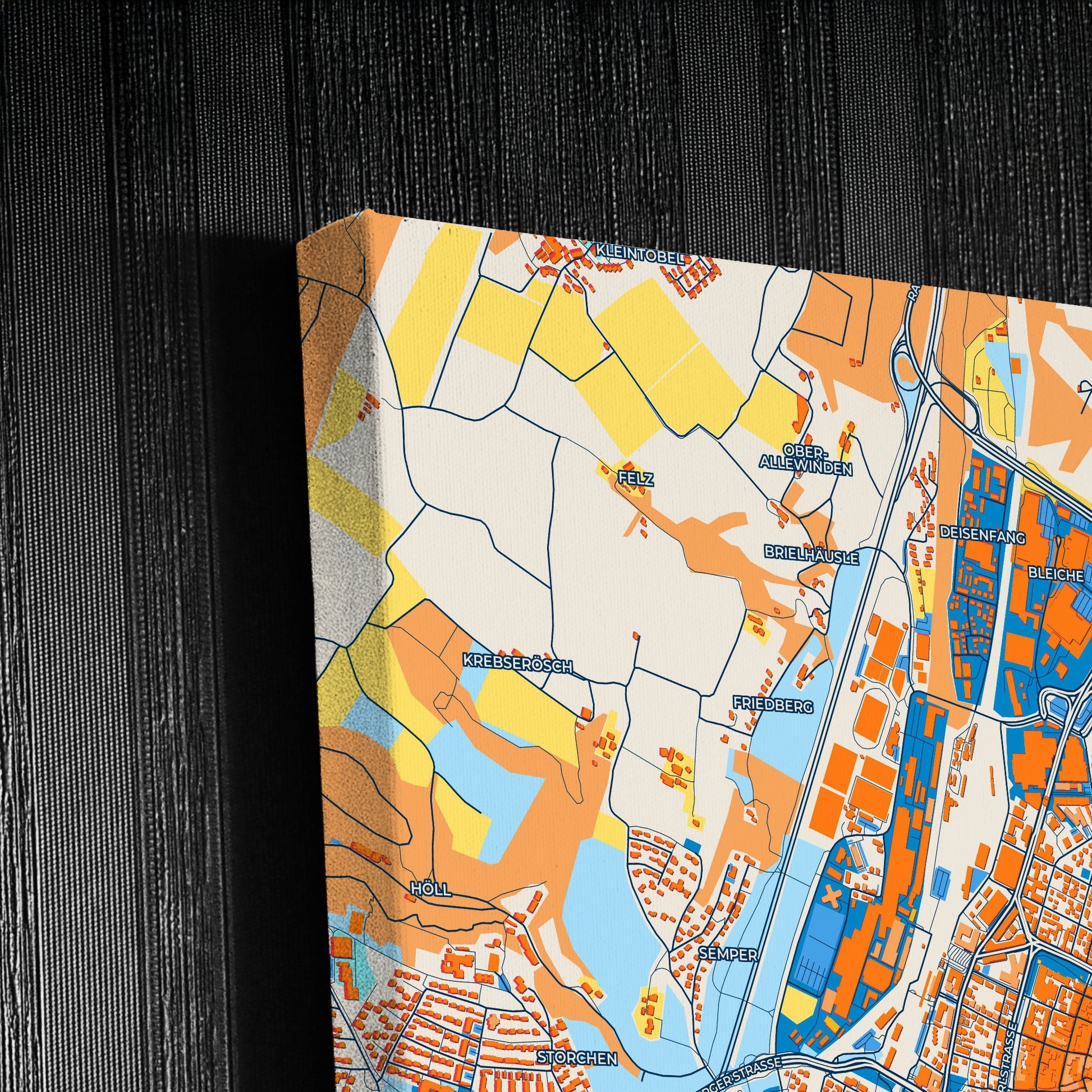 Ravensburg Germany Colorful City Map Canvas Print Detail