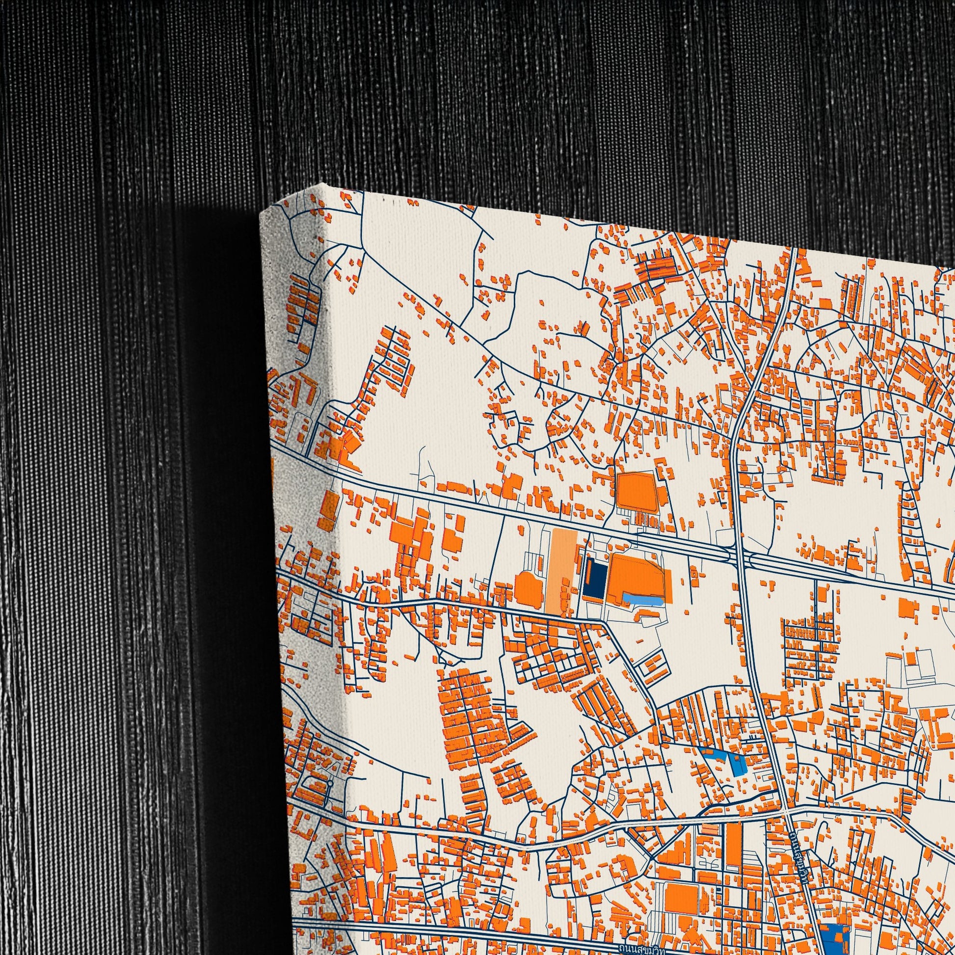 Rayong Thailand Colorful City Map Canvas Print Detail