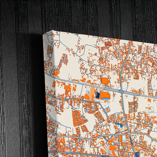 Rayong Thailand Colorful City Map Canvas Print Detail