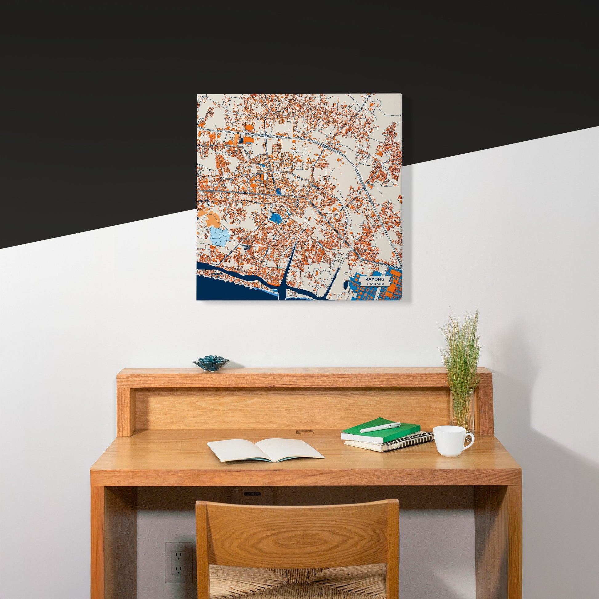 Rayong Thailand Colorful City Map Canvas Print Scene