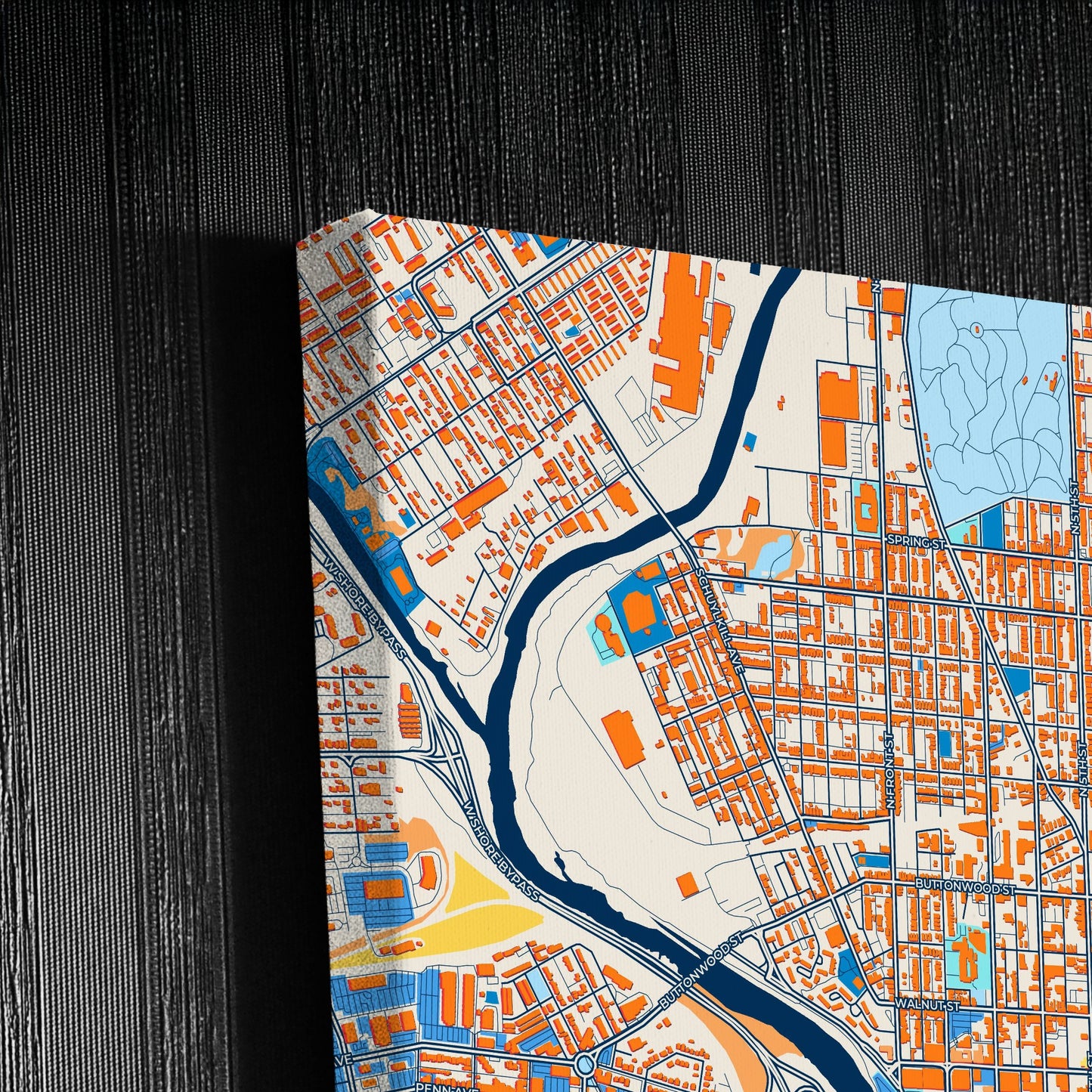 Reading Pennsylvania Colorful City Map Canvas Print Detail