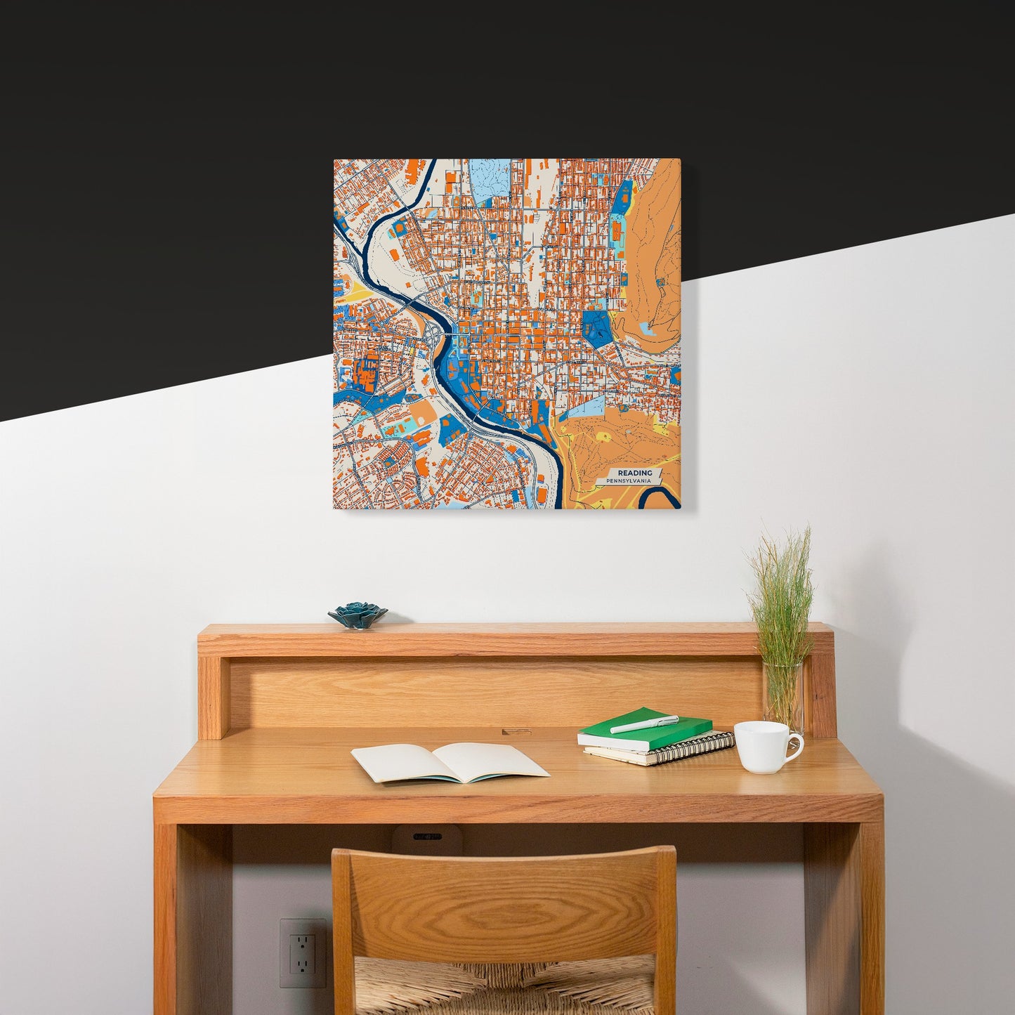 Reading Pennsylvania Colorful City Map Canvas Print Scene