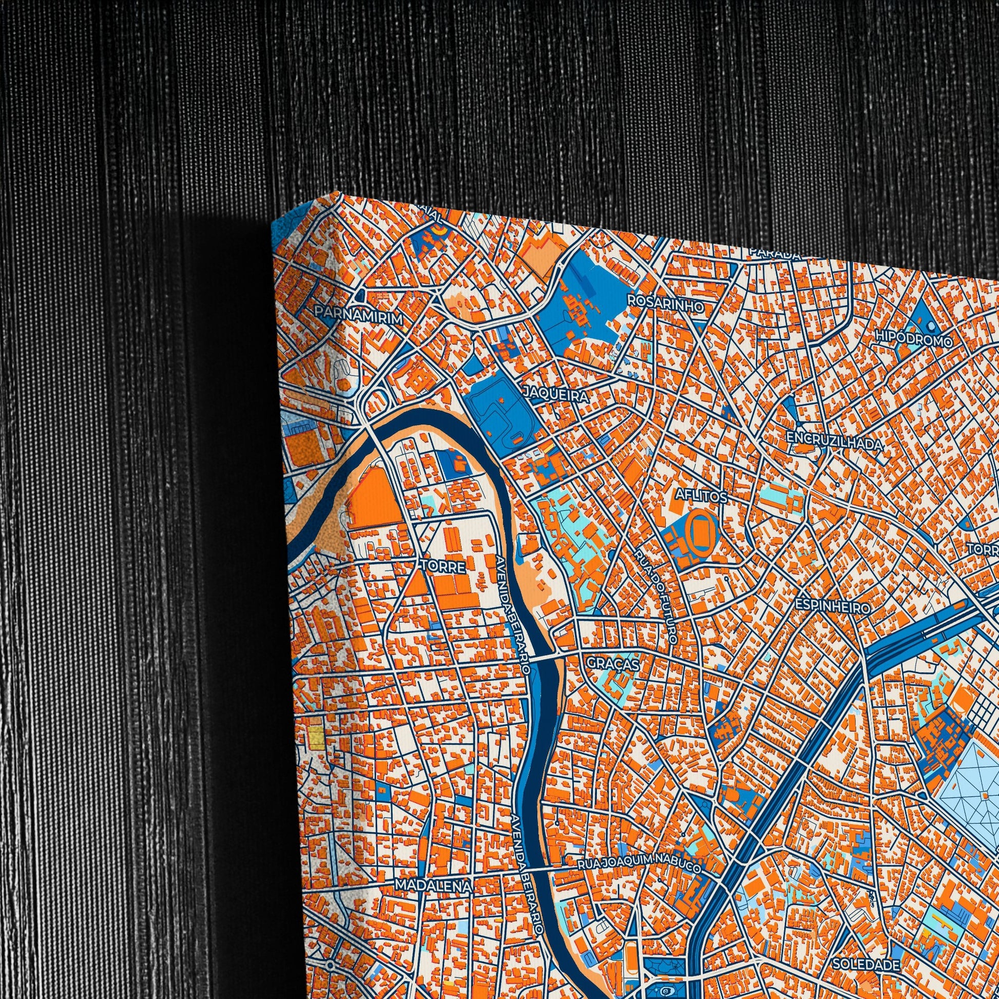Recife Brazil Colorful City Map Canvas Print Detail