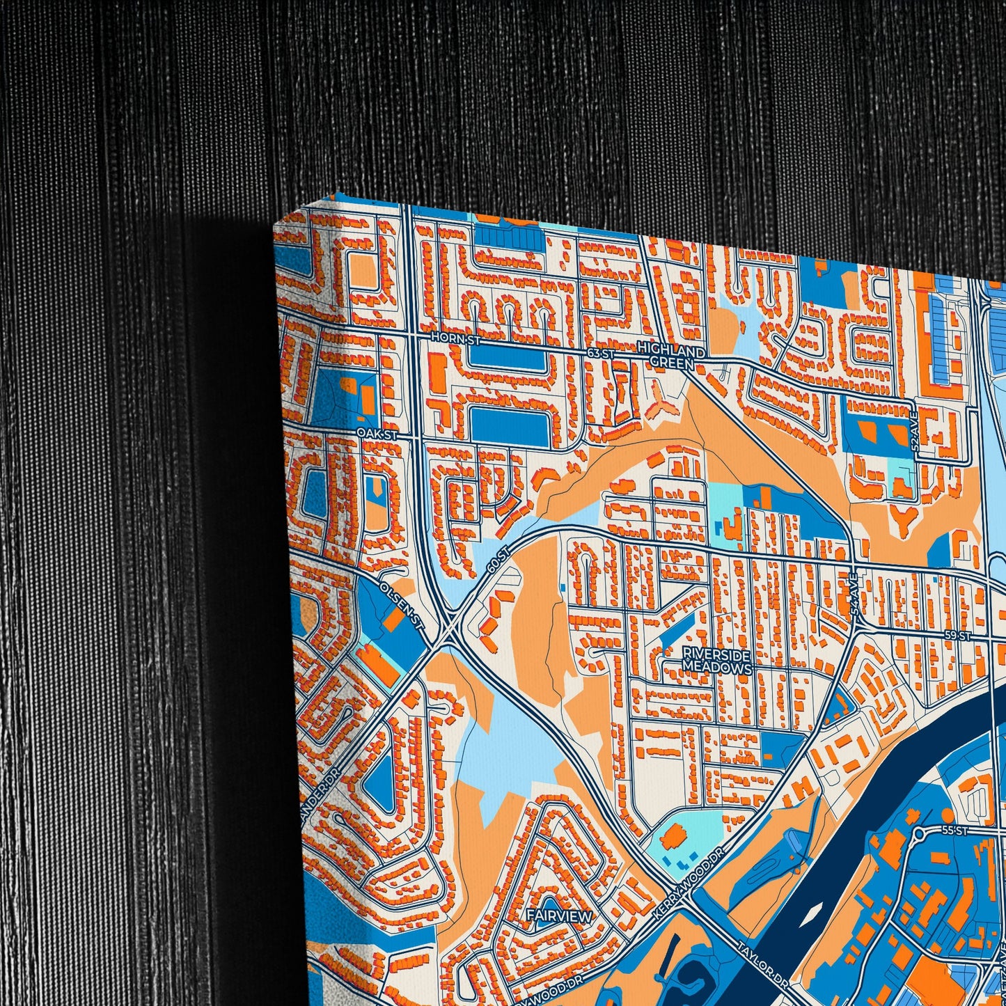 Red Deer Canada Colorful City Map Canvas Print Detail
