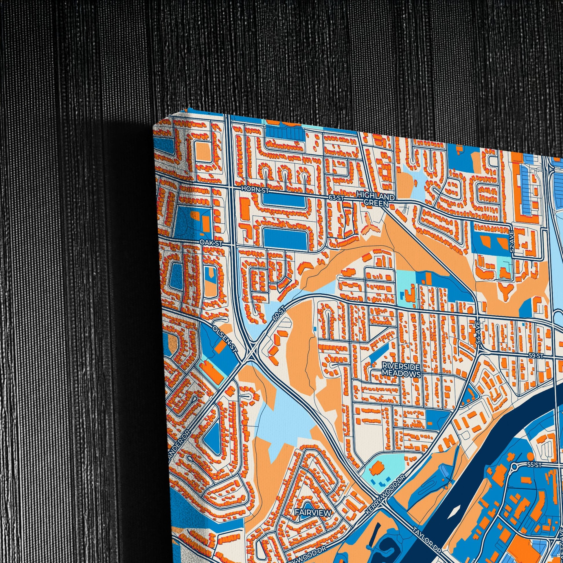Red Deer Canada Colorful City Map Canvas Print Detail