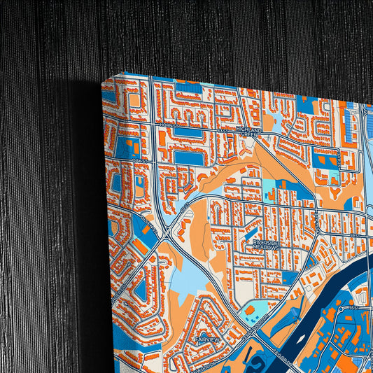 Red Deer Canada Colorful City Map Canvas Print Detail