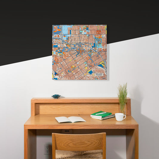 Redlands California Colorful City Map Canvas Print Scene