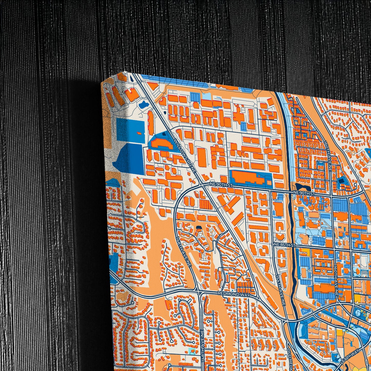 Redmond Washington Colorful City Map Canvas Print Detail