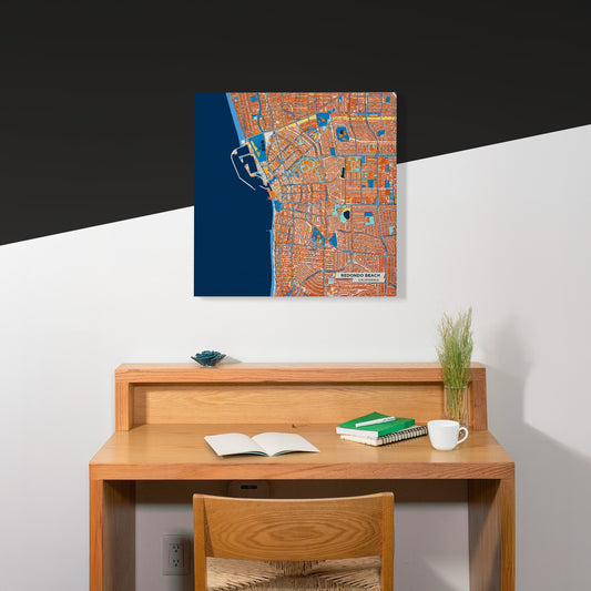 Redondo Beach California Colorful City Map Canvas Print Scene