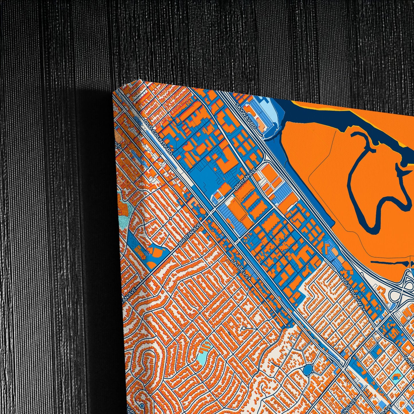 Redwood City California Colorful City Map Canvas Print Detail