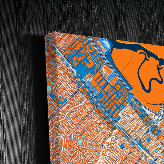 Redwood City California Colorful City Map Canvas Print Detail