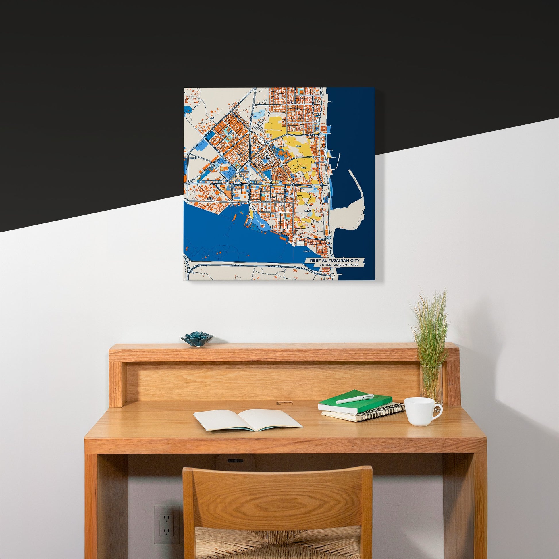 Reef Al Fujairah City United Arab Emirates Colorful City Map Canvas Print Scene