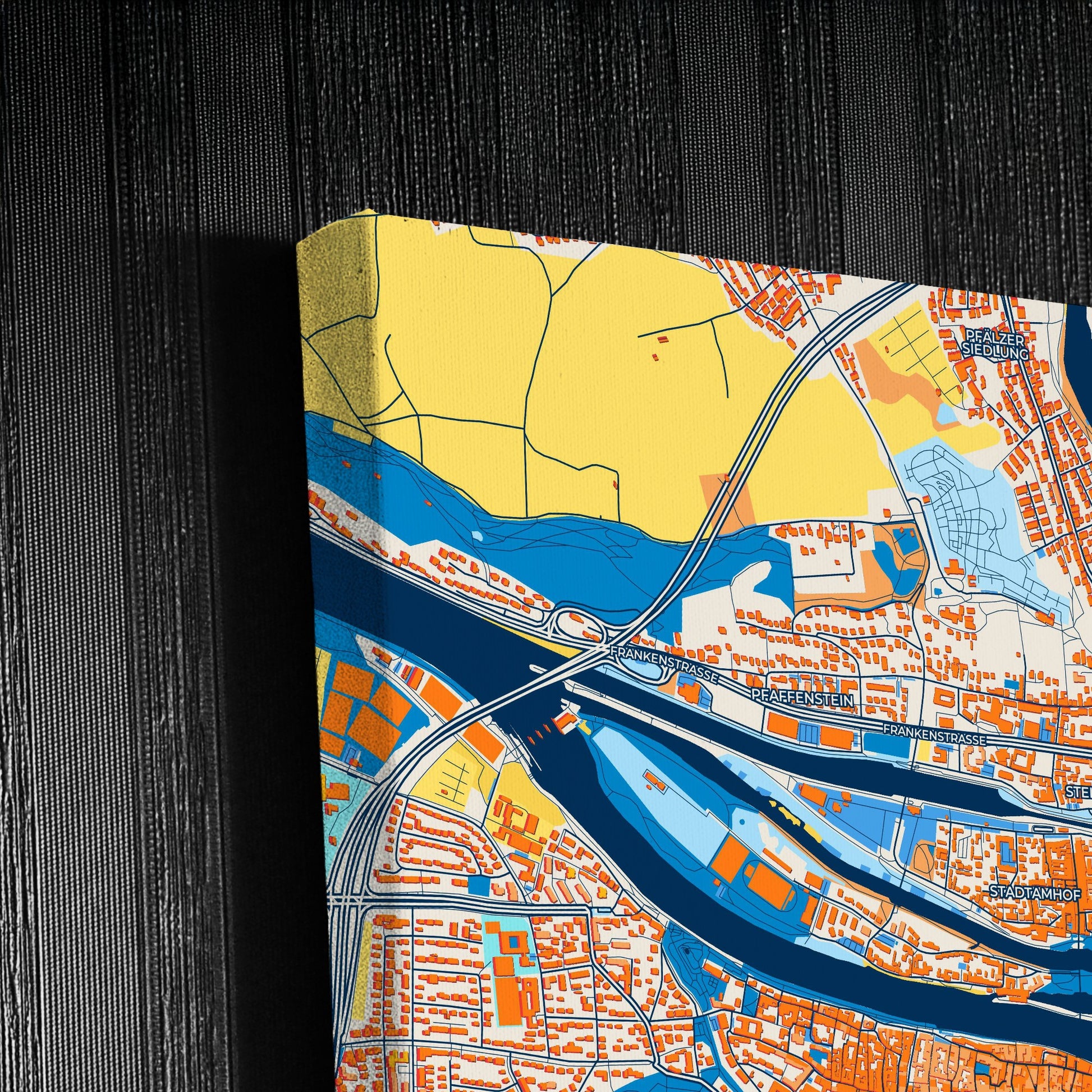 Regensburg Germany Colorful City Map Canvas Print Detail