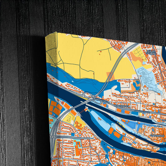 Regensburg Germany Colorful City Map Canvas Print Detail