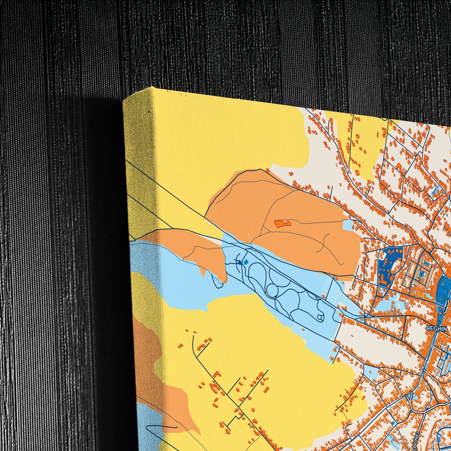 Reghin Romania Colorful City Map Canvas Print Detail