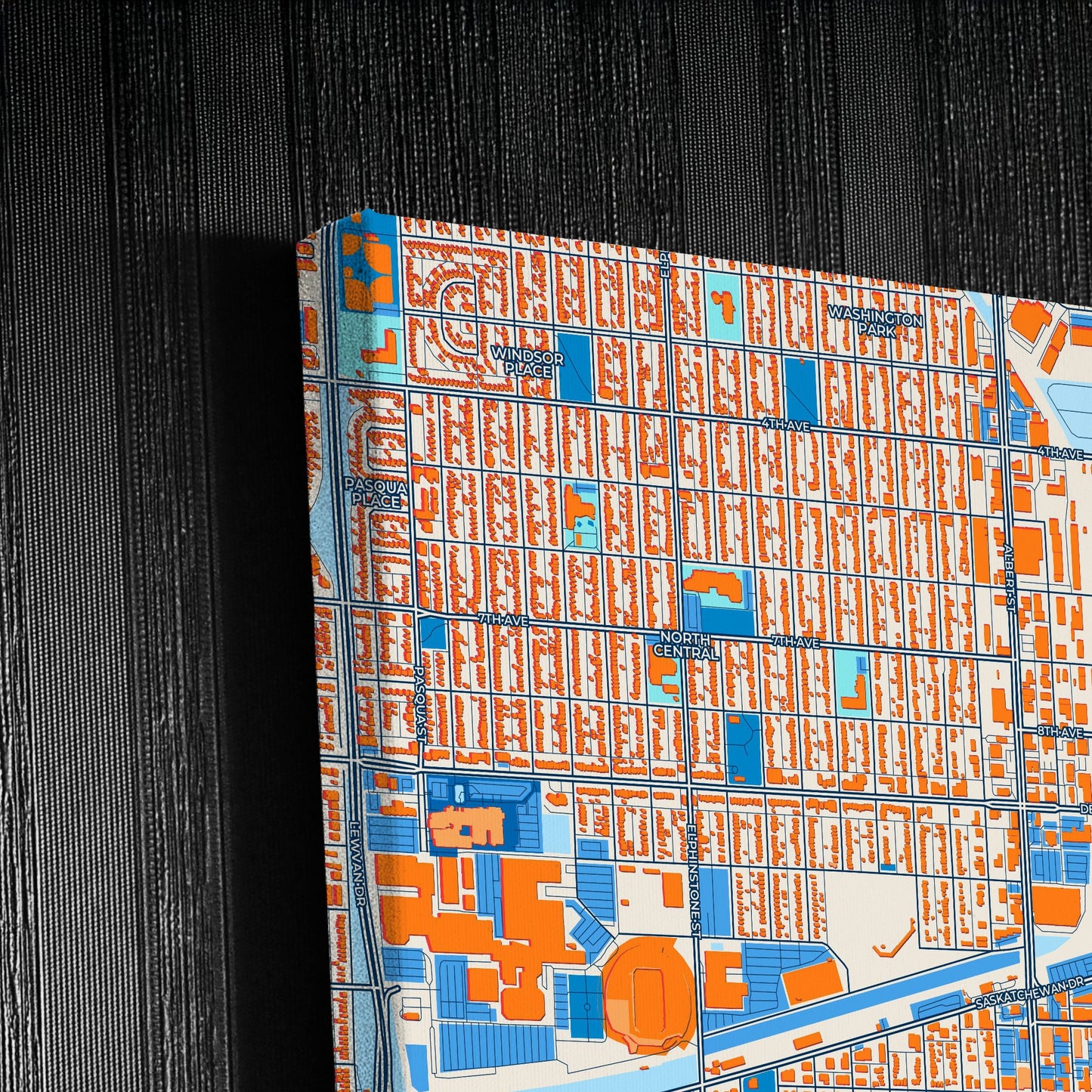 Regina Canada Colorful City Map Canvas Print Detail