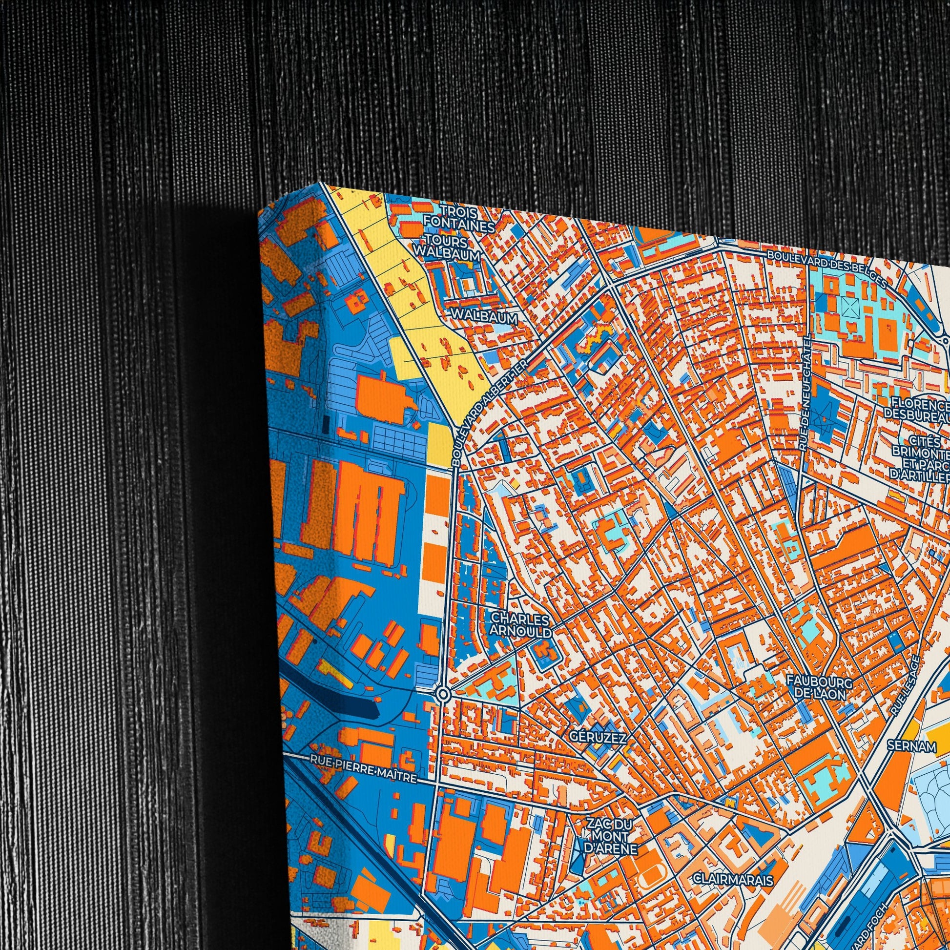 Reims France Colorful City Map Canvas Print Detail