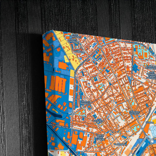 Reims France Colorful City Map Canvas Print Detail