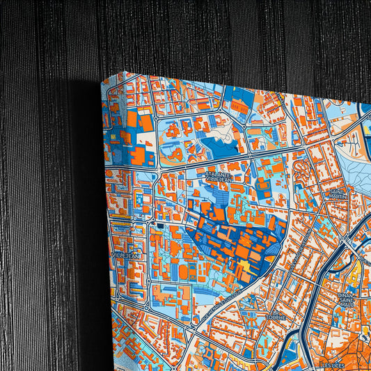 Rennes France Colorful City Map Canvas Print Detail