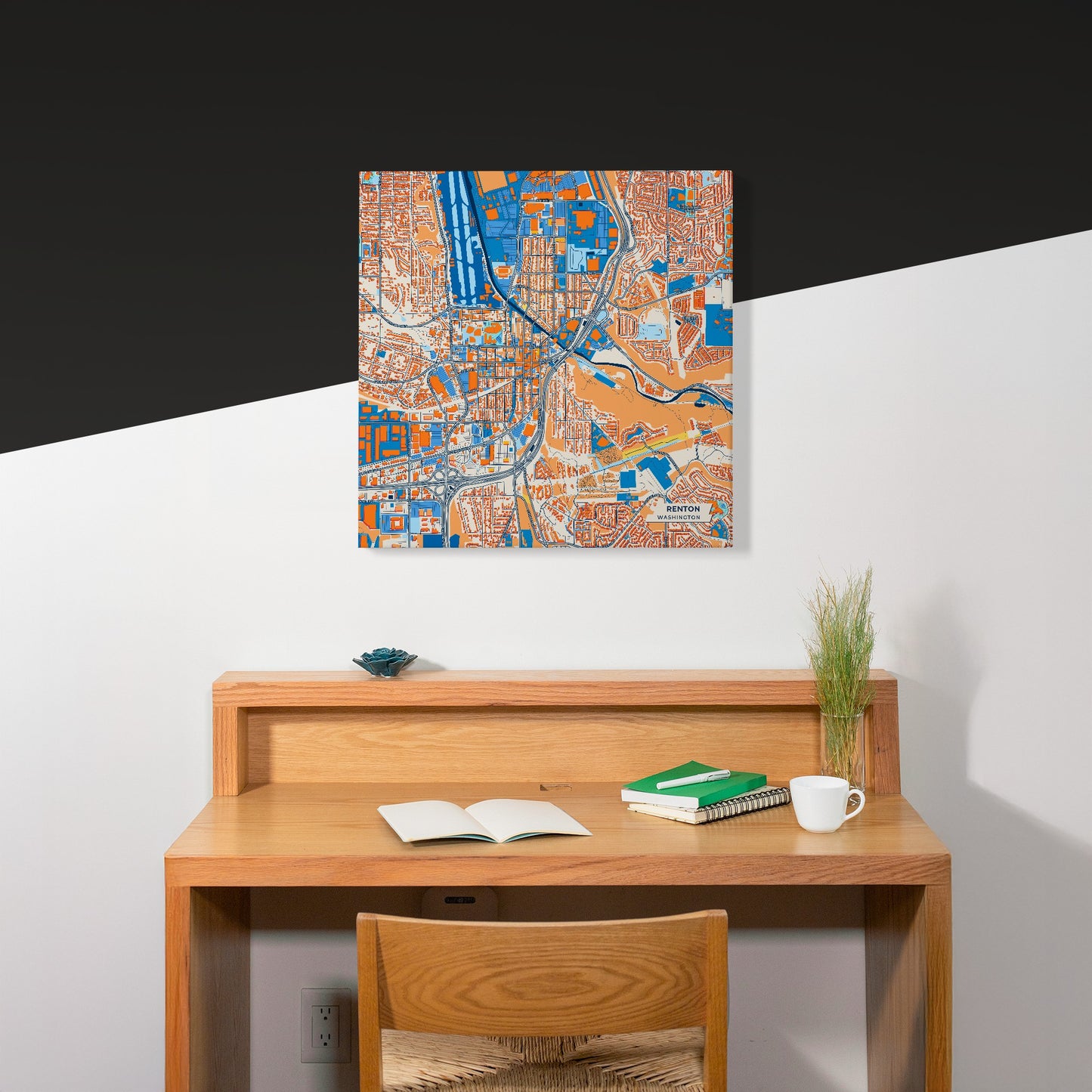 Renton Washington Colorful City Map Canvas Print Scene