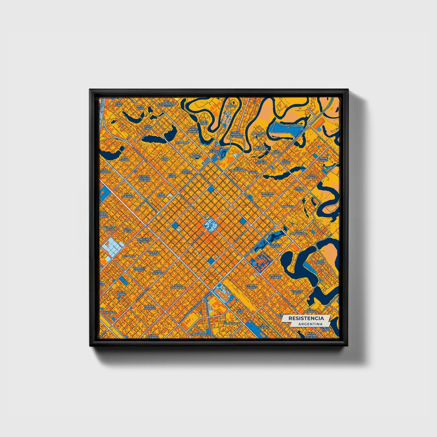 Resistencia Argentina Colorful City Map Canvas Print • Black Framed