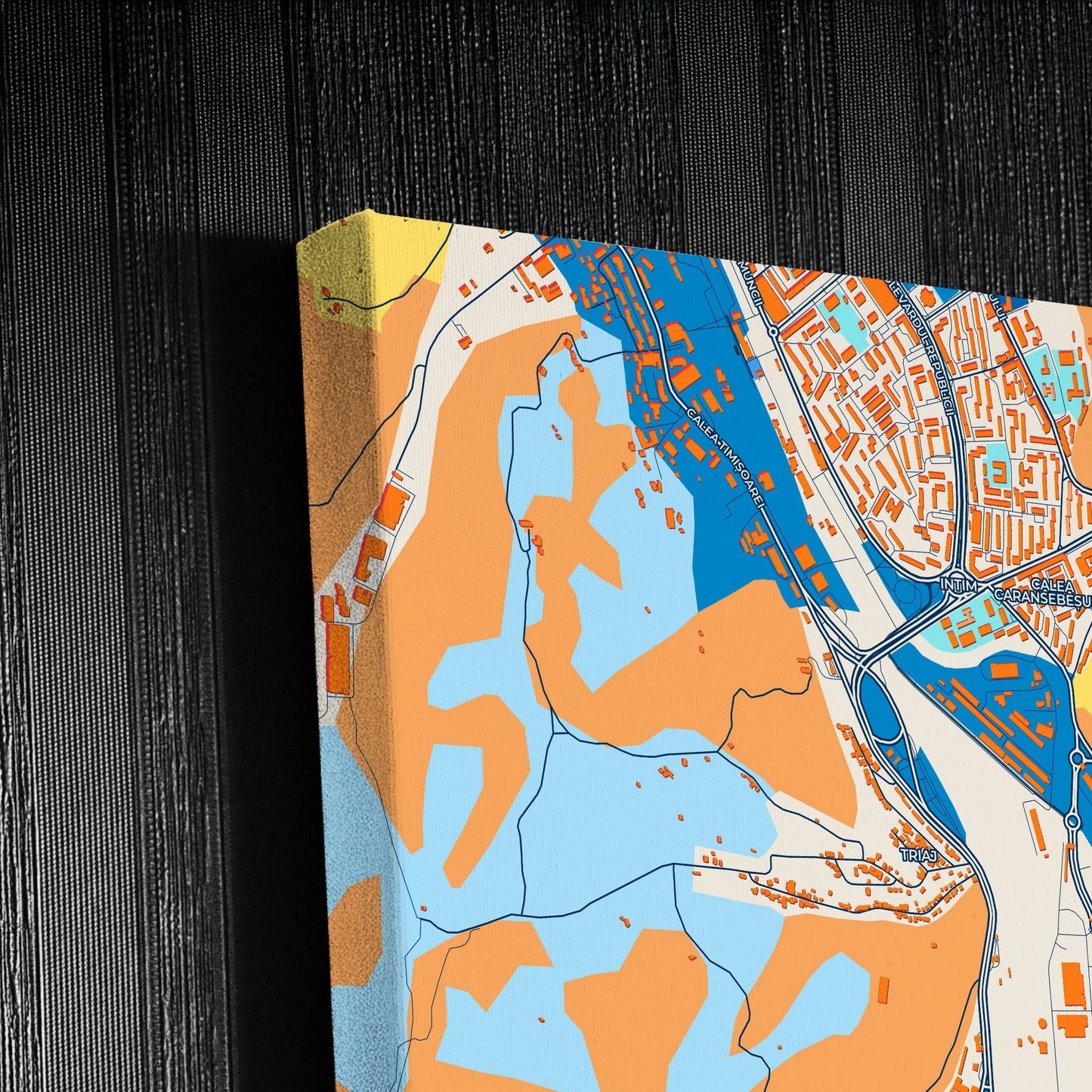 Reșița Romania Colorful City Map Canvas Print Detail