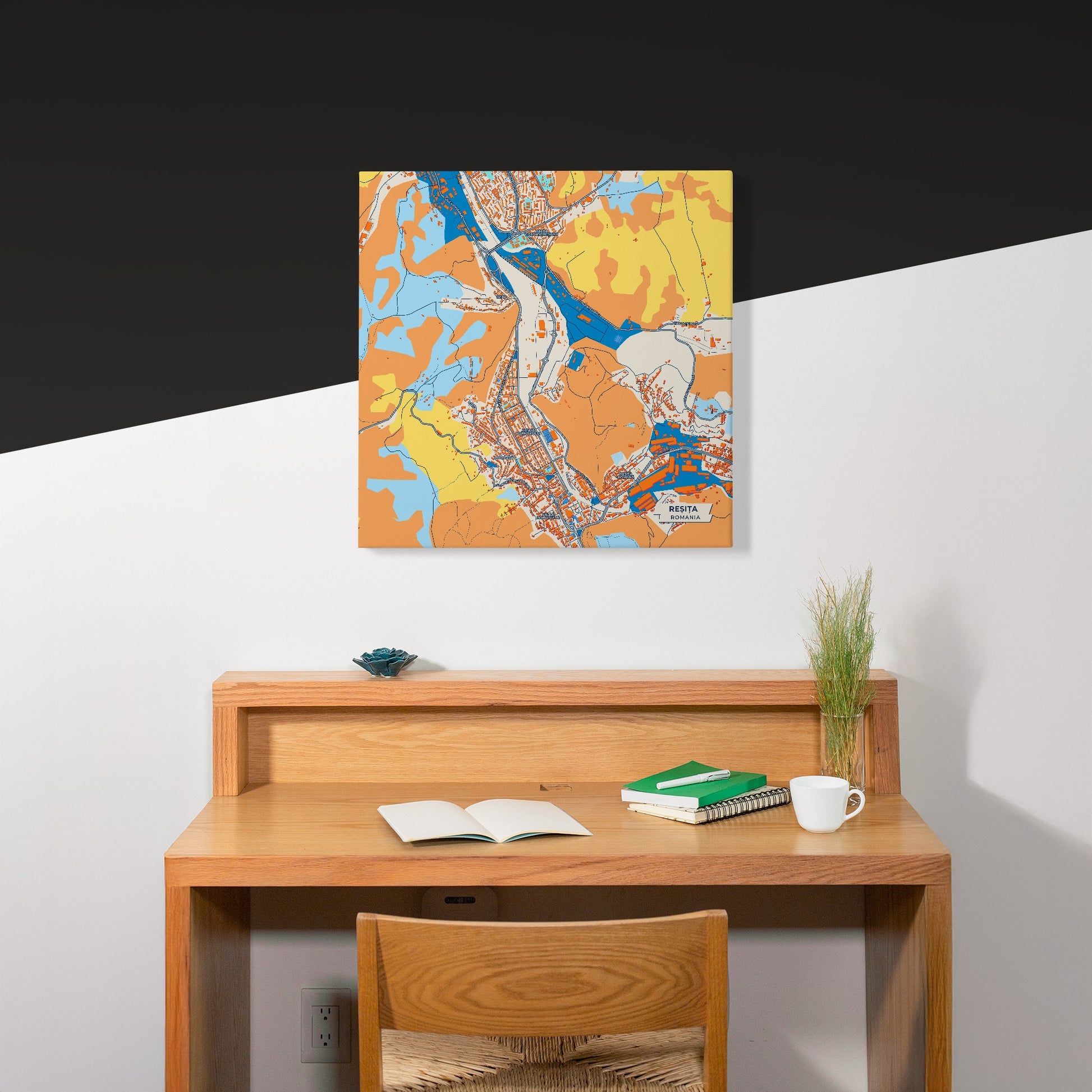 Reșița Romania Colorful City Map Canvas Print Scene