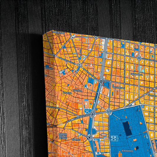 Retiro Spain Colorful City Map Canvas Print Detail