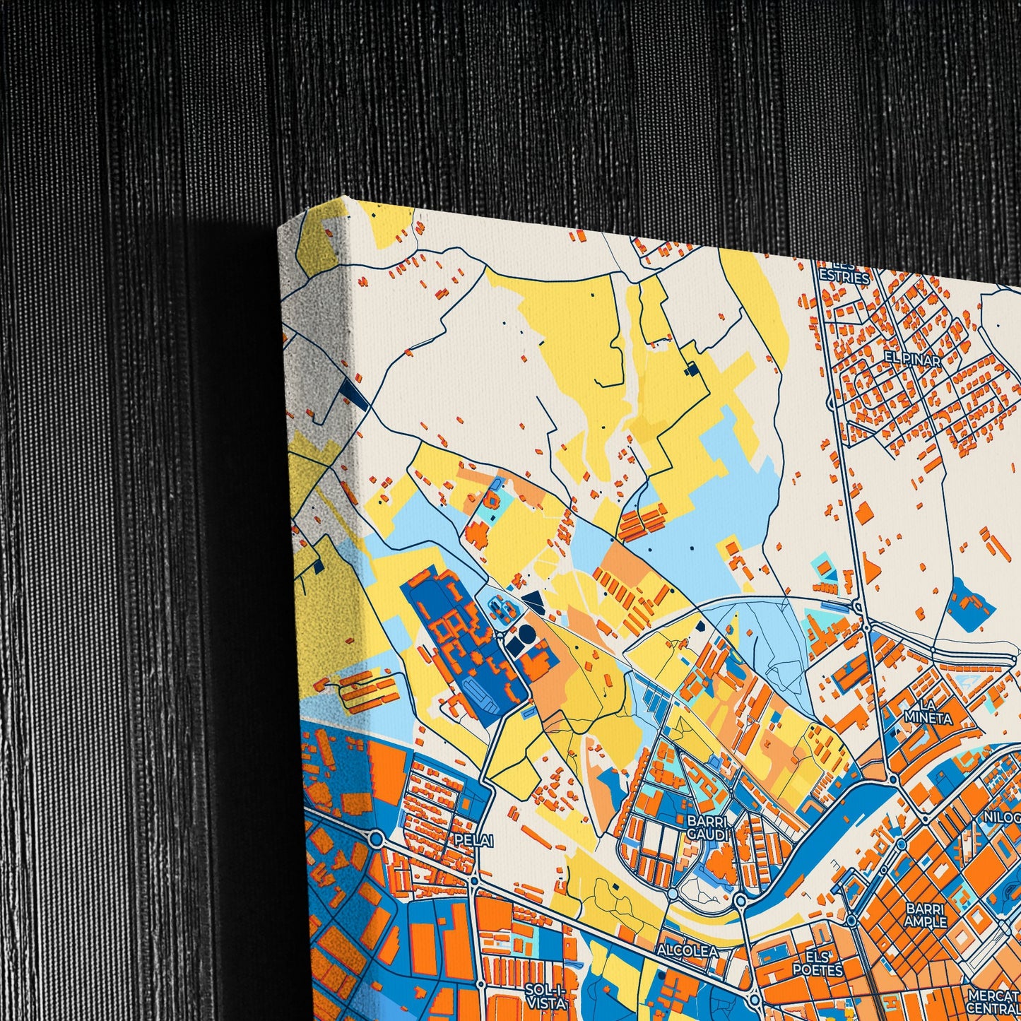 Reus Spain Colorful City Map Canvas Print Detail