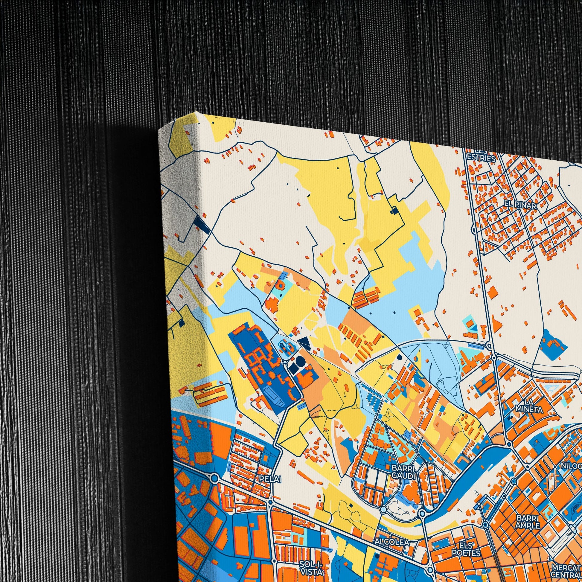 Reus Spain Colorful City Map Canvas Print Detail